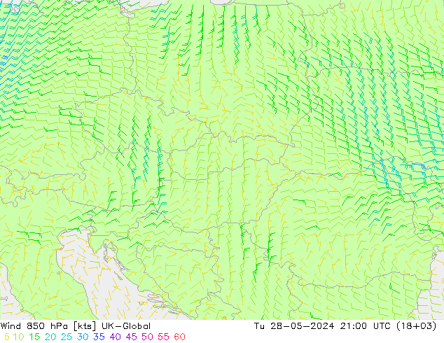 Wind 850 hPa UK-Global di 28.05.2024 21 UTC