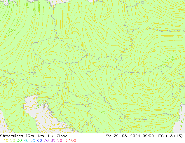 Linea di flusso 10m UK-Global mer 29.05.2024 09 UTC