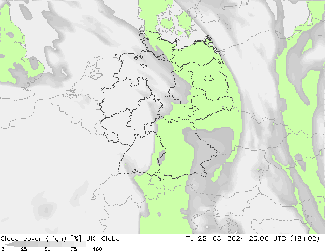 Wolken (hohe) UK-Global Di 28.05.2024 20 UTC