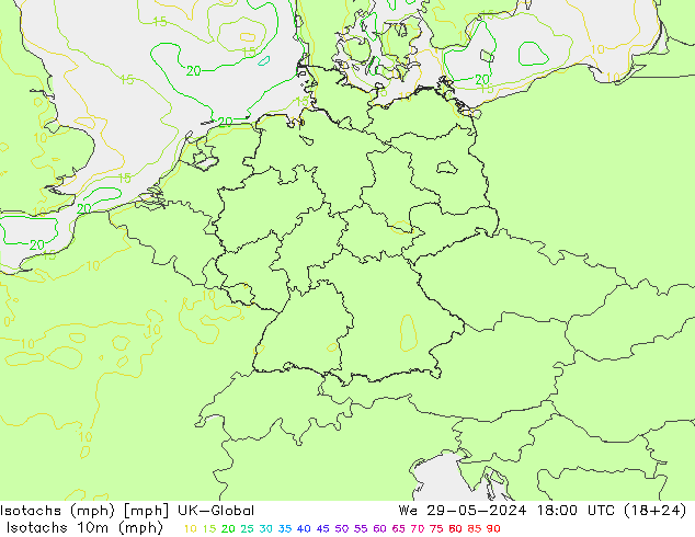 Eşrüzgar Hızları mph UK-Global Çar 29.05.2024 18 UTC