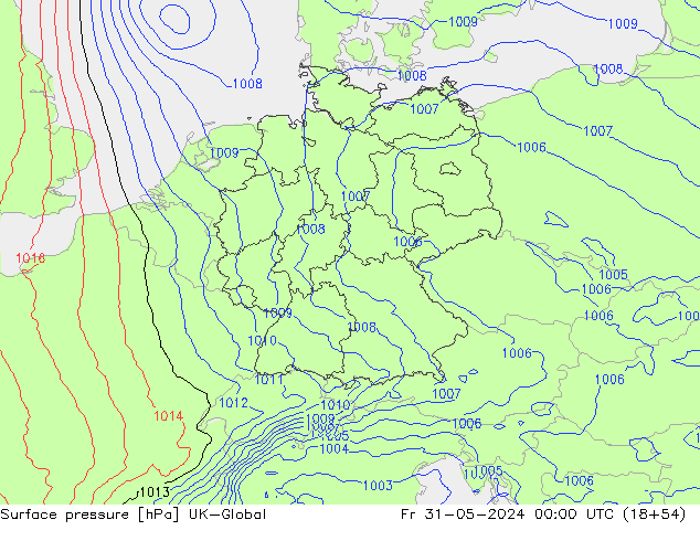 Surface pressure UK-Global Fr 31.05.2024 00 UTC