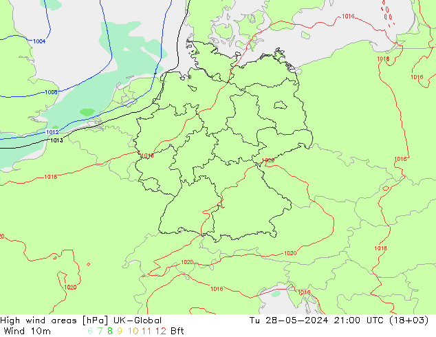 High wind areas UK-Global Tu 28.05.2024 21 UTC