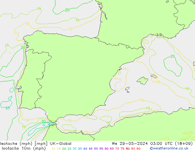 Isotachs (mph) UK-Global mer 29.05.2024 03 UTC