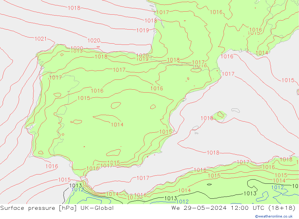 Yer basıncı UK-Global Çar 29.05.2024 12 UTC