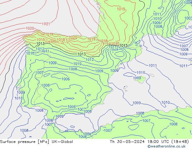 Luchtdruk (Grond) UK-Global do 30.05.2024 18 UTC