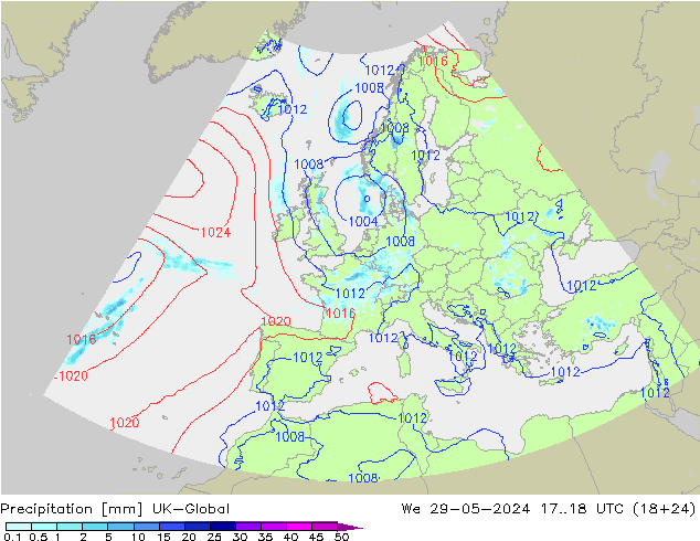 Neerslag UK-Global wo 29.05.2024 18 UTC