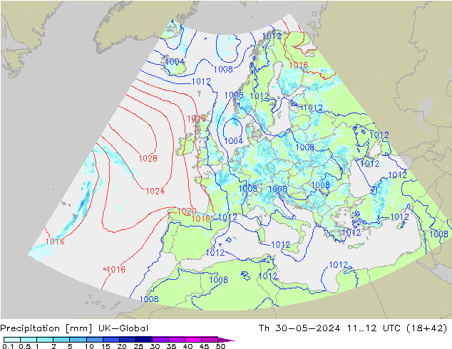 Precipitation UK-Global Th 30.05.2024 12 UTC