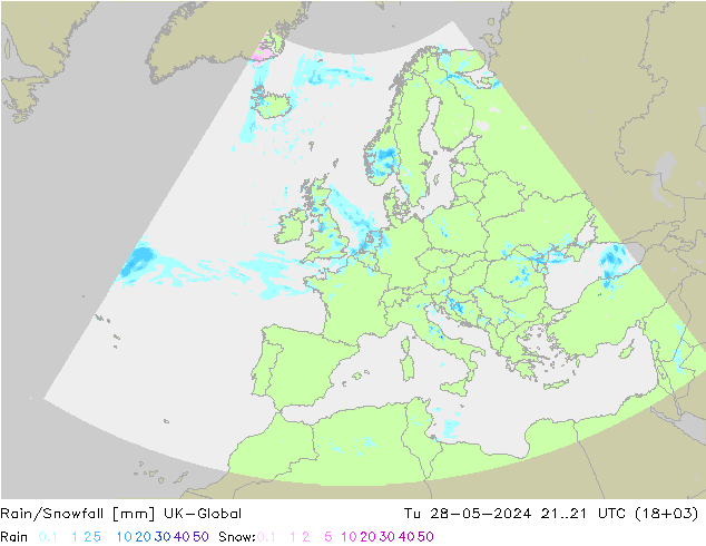 Rain/Snowfall UK-Global Tu 28.05.2024 21 UTC