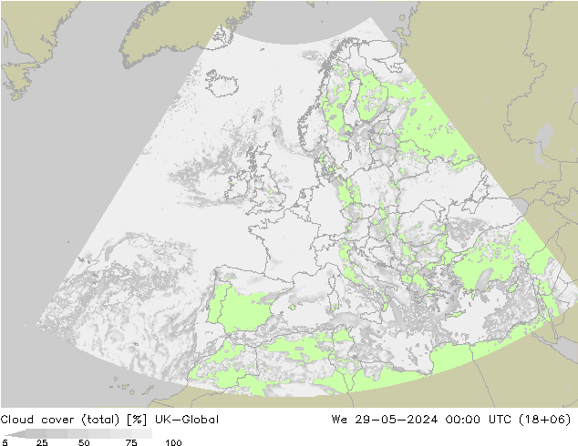 Nubes (total) UK-Global mié 29.05.2024 00 UTC