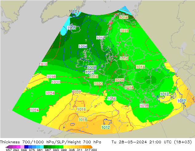 Dikte700-1000 hPa UK-Global di 28.05.2024 21 UTC