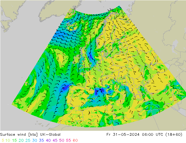 Rüzgar 10 m UK-Global Cu 31.05.2024 06 UTC