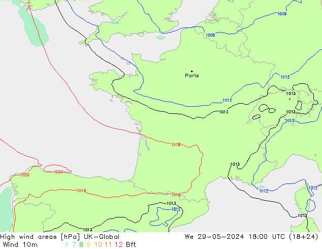 High wind areas UK-Global Qua 29.05.2024 18 UTC