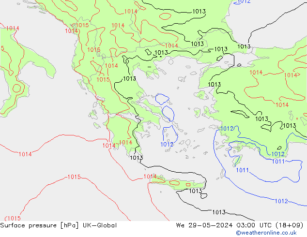 Surface pressure UK-Global We 29.05.2024 03 UTC