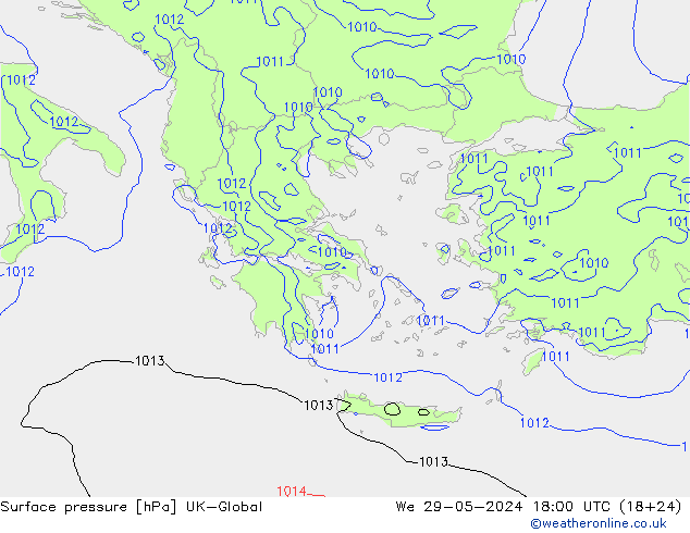 Surface pressure UK-Global We 29.05.2024 18 UTC