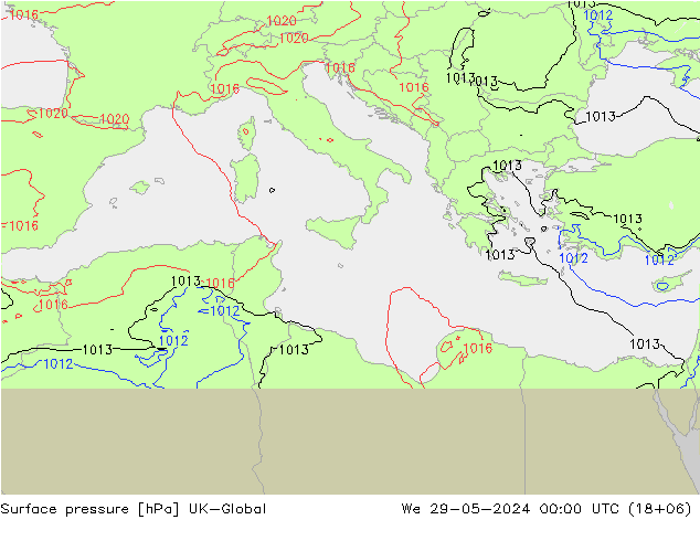 Luchtdruk (Grond) UK-Global wo 29.05.2024 00 UTC