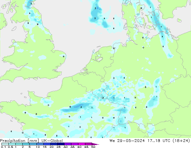 Precipitation UK-Global We 29.05.2024 18 UTC