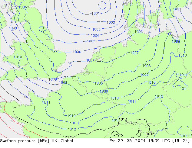 приземное давление UK-Global ср 29.05.2024 18 UTC