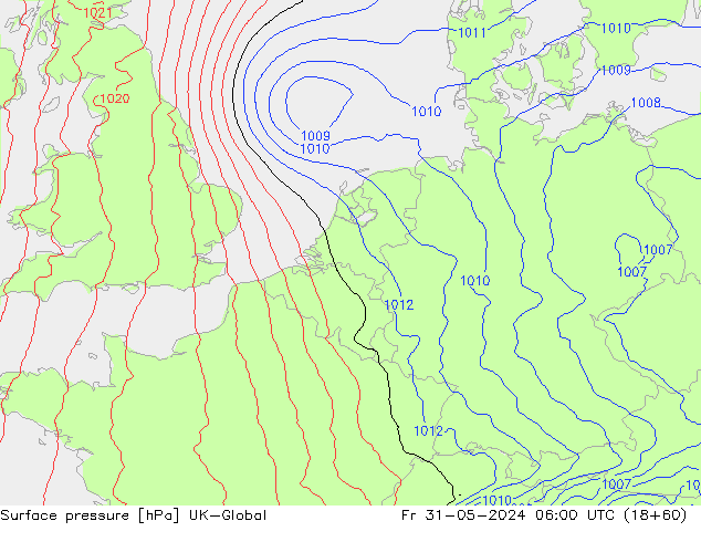 Surface pressure UK-Global Fr 31.05.2024 06 UTC