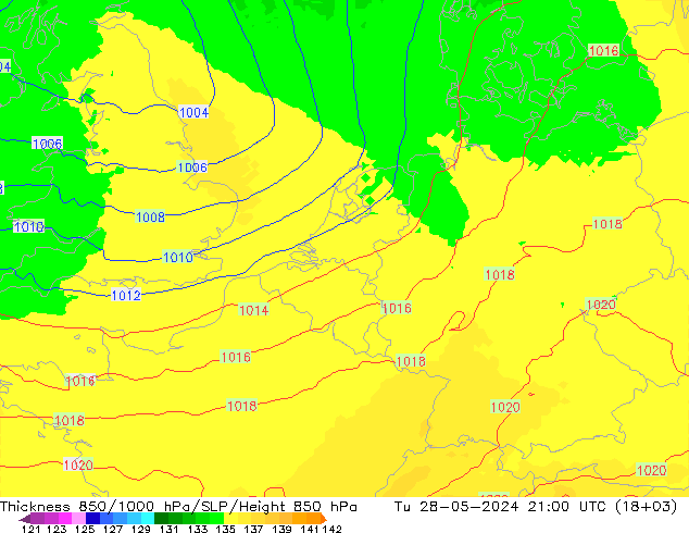 Thck 850-1000 hPa UK-Global wto. 28.05.2024 21 UTC