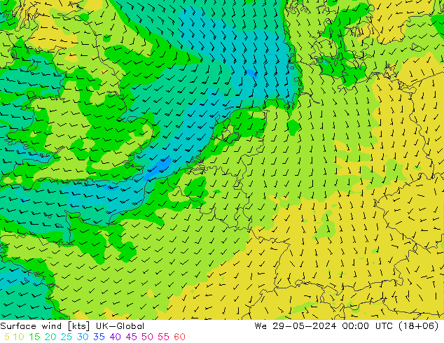 ветер 10 m UK-Global ср 29.05.2024 00 UTC