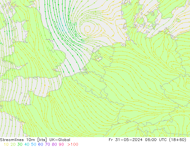 Stromlinien 10m UK-Global Fr 31.05.2024 06 UTC