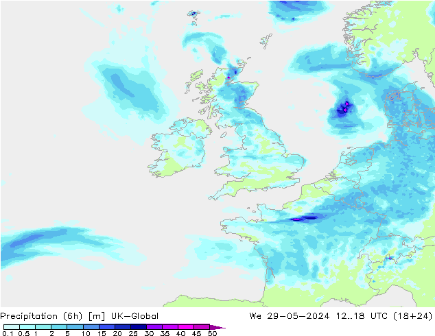 осадки (6h) UK-Global ср 29.05.2024 18 UTC