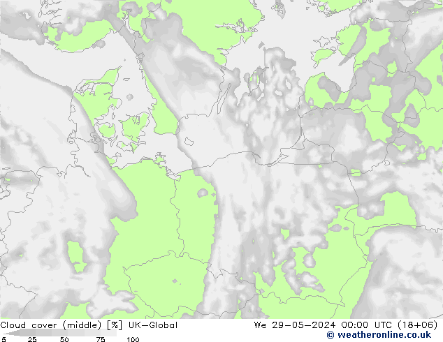 Cloud cover (middle) UK-Global We 29.05.2024 00 UTC