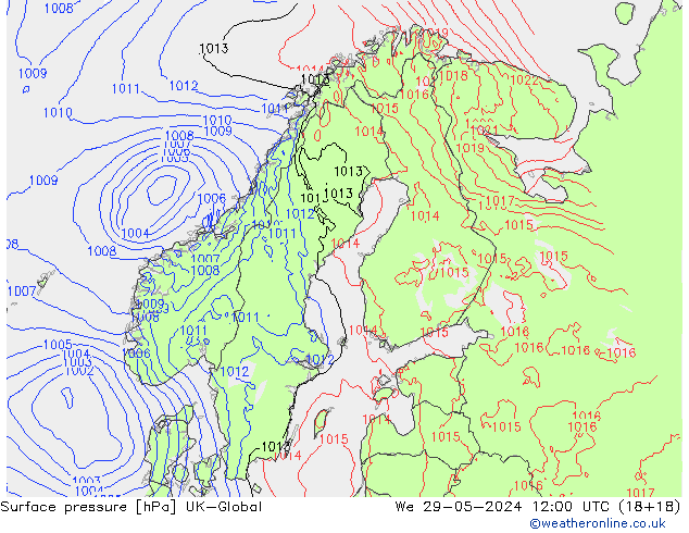 приземное давление UK-Global ср 29.05.2024 12 UTC