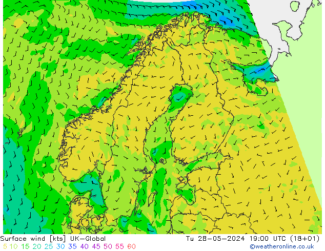 风 10 米 UK-Global 星期二 28.05.2024 19 UTC