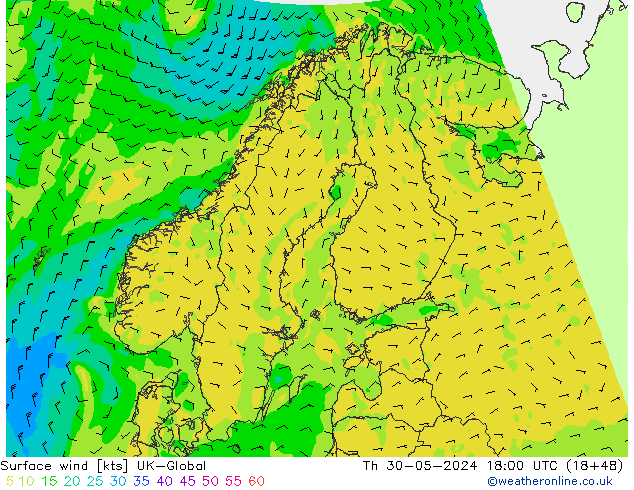 ветер 10 m UK-Global чт 30.05.2024 18 UTC