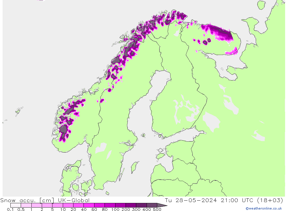 Snow accu. UK-Global Tu 28.05.2024 21 UTC