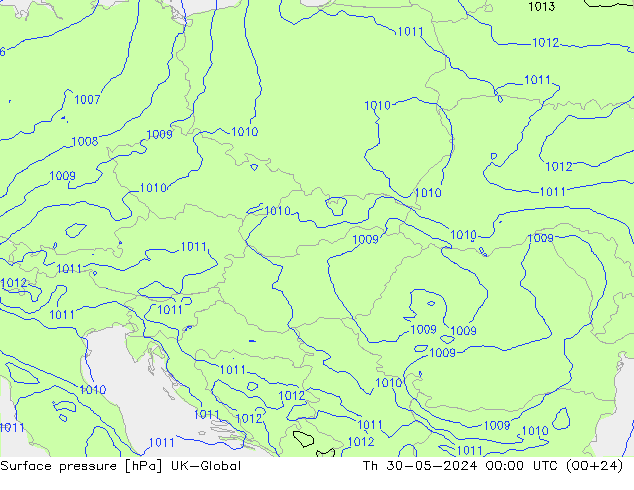 Surface pressure UK-Global Th 30.05.2024 00 UTC