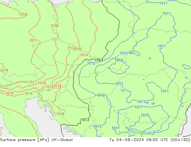 Pressione al suolo UK-Global mar 04.06.2024 06 UTC