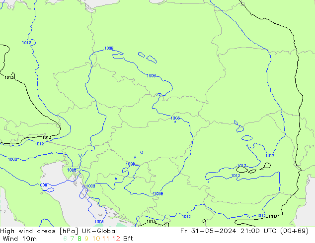 High wind areas UK-Global Pá 31.05.2024 21 UTC