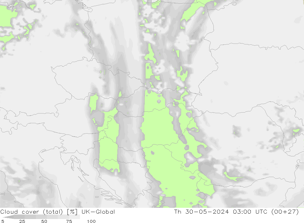 Nuages (total) UK-Global jeu 30.05.2024 03 UTC