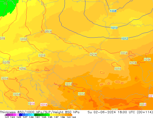 Thck 850-1000 hPa UK-Global Ne 02.06.2024 18 UTC
