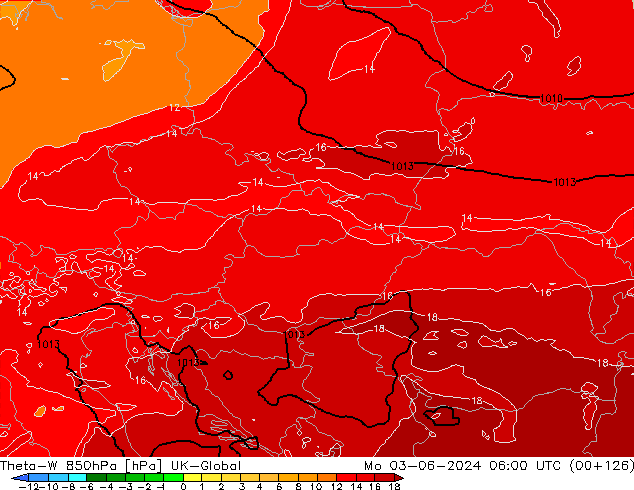 Theta-W 850hPa UK-Global Mo 03.06.2024 06 UTC