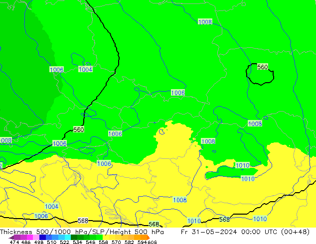 Thck 500-1000hPa UK-Global Fr 31.05.2024 00 UTC
