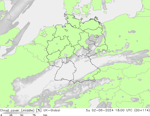 Bewolking (Middelb.) UK-Global zo 02.06.2024 18 UTC