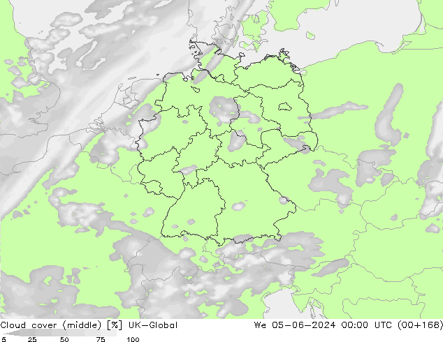 Bewolking (Middelb.) UK-Global wo 05.06.2024 00 UTC