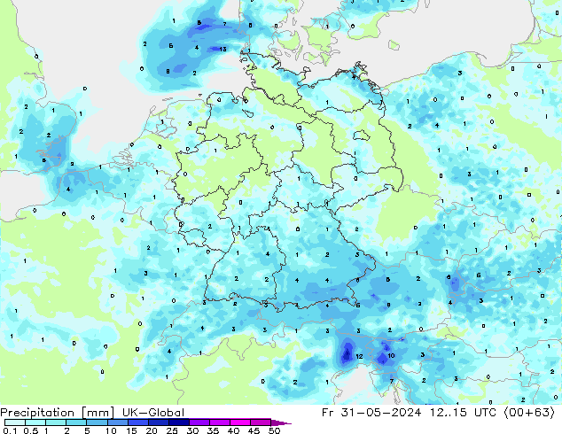 Precipitación UK-Global vie 31.05.2024 15 UTC