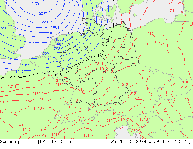 地面气压 UK-Global 星期三 29.05.2024 06 UTC