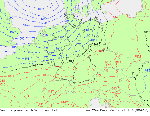 Surface pressure UK-Global We 29.05.2024 12 UTC