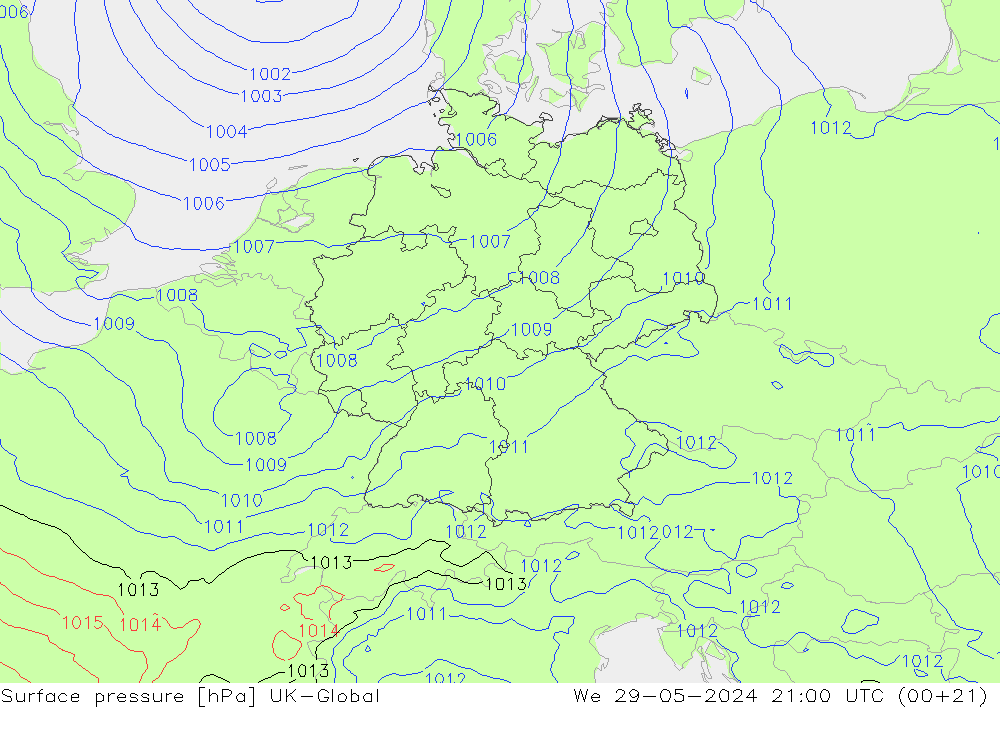 приземное давление UK-Global ср 29.05.2024 21 UTC