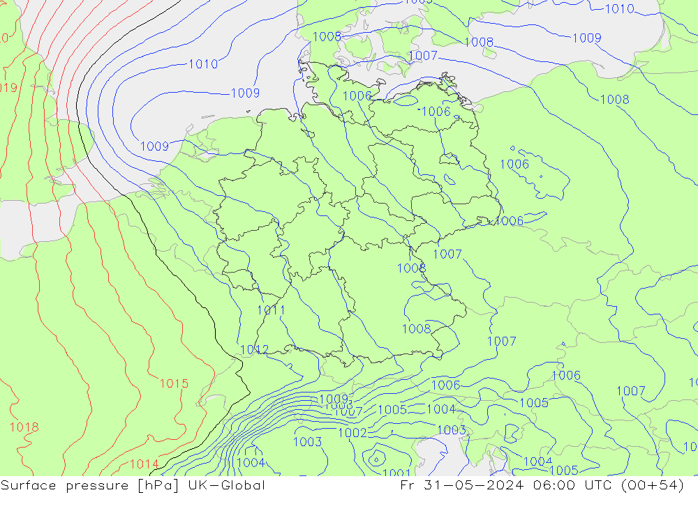 приземное давление UK-Global пт 31.05.2024 06 UTC