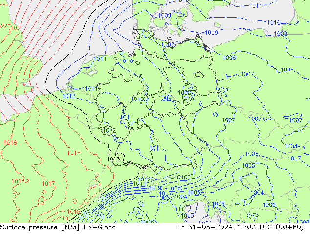 приземное давление UK-Global пт 31.05.2024 12 UTC