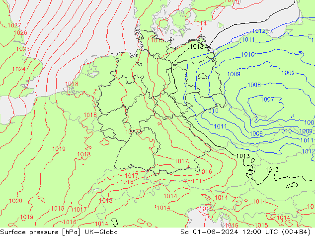 Surface pressure UK-Global Sa 01.06.2024 12 UTC