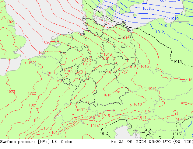 Pressione al suolo UK-Global lun 03.06.2024 06 UTC