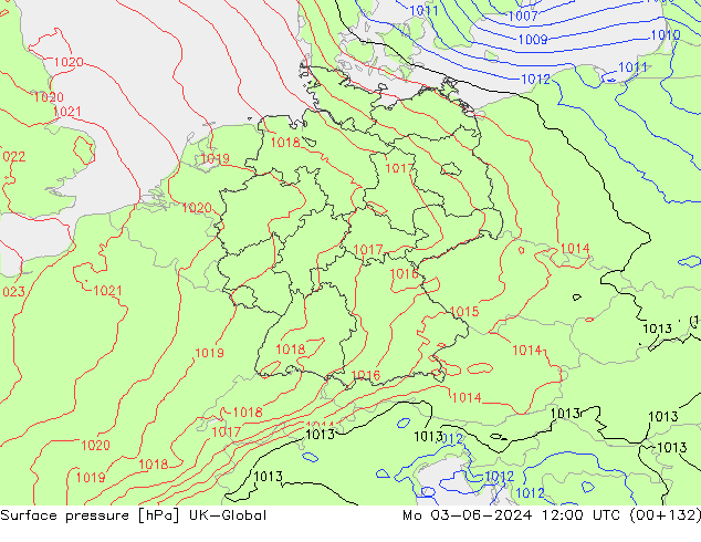 Surface pressure UK-Global Mo 03.06.2024 12 UTC