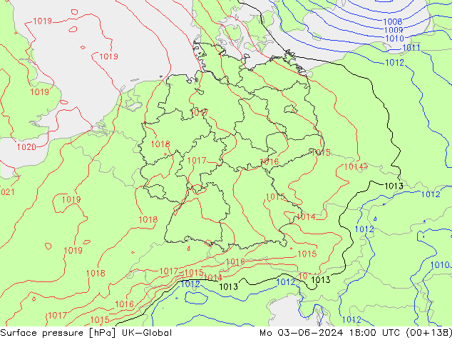 Surface pressure UK-Global Mo 03.06.2024 18 UTC